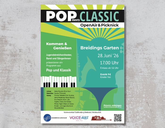 Konzertplakat POP meets CLASSIC in Breidings Garten 2026